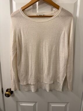 Zara Cream Lightweight Knit Boatneck Sweater